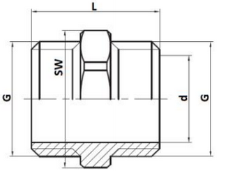 Габариты резьбового ниппеля Stout SFT-0004-114114