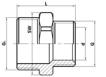 Габариты резьбового ниппеля Stout SFT-0003-011434