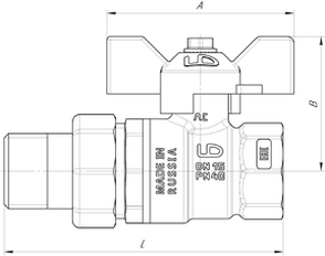 Размеры шарового крана LD Pride LD 47.300.15 Габариты