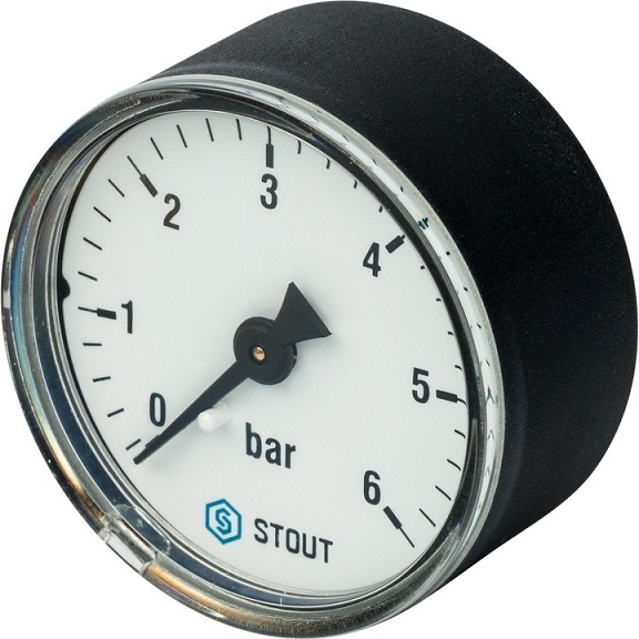 Манометр аксиальный Stout 1/4", 6 бар, 50 мм (SIM-0009-500608)