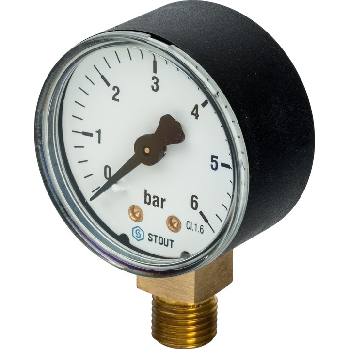 Манометр радиальный Stout 1/4", 6 бар, 50 мм (SIM-0010-500608)