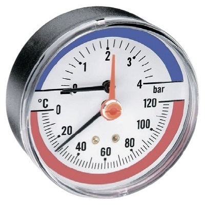 Термоманометр аксиальный Watts F+R818 (1/2", 6 бар, 120°C, 80 мм.) 10018742