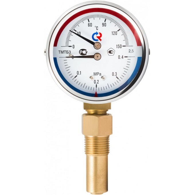 Термоманометр радиальный Росма ТМТБ-31P.1 (1/2", 80 мм, 16 бар, 150°С, 2,5)