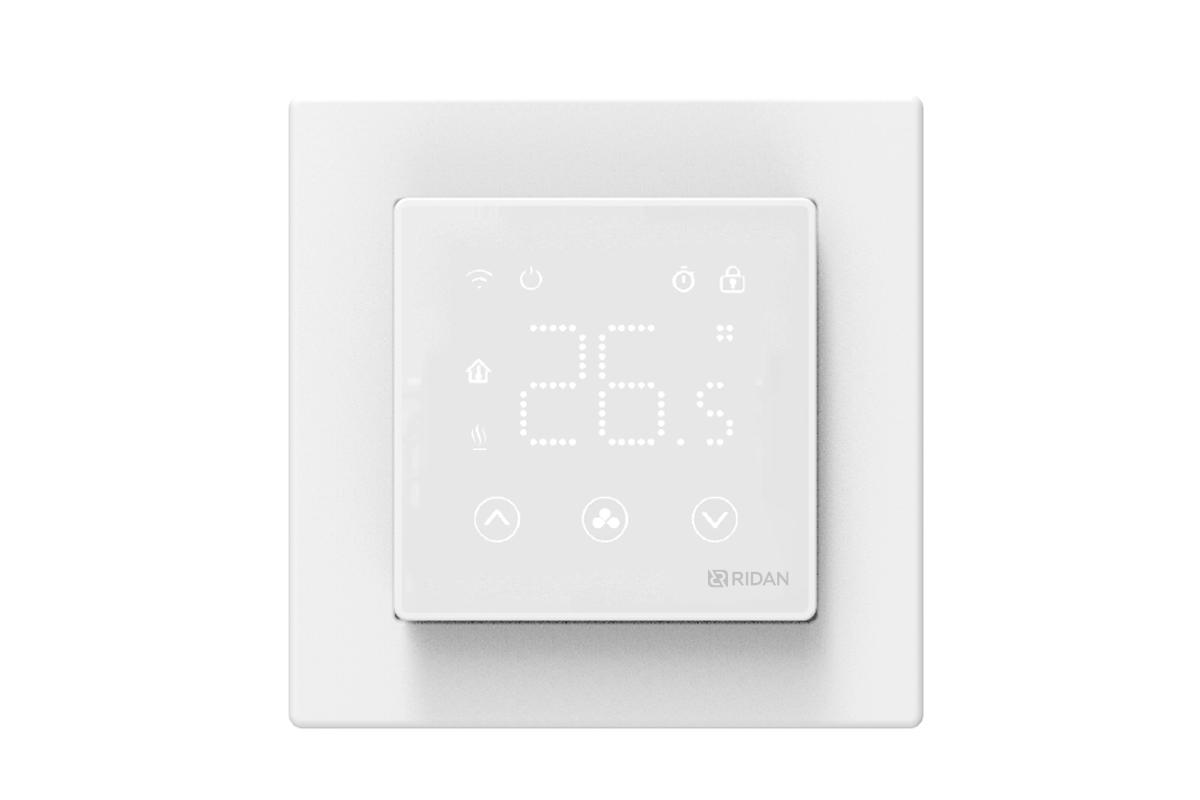 21RT0108R — Ридан Clever (Клевер) терморегулятор с Wi-Fi белый, IP 20, размеры 86 x 86 x 44,5 мм, диапазон регулирования температуры 5...40 °С