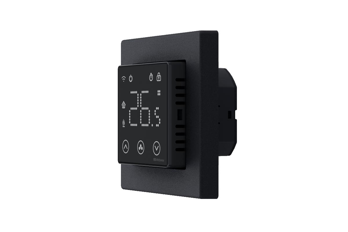 21RT0109R — Ридан Clever (Клевер) терморегулятор с Wi-Fi черный, IP 20, размеры 86 x 86 x 44,5 мм, диапазон регулирования температуры 5...40 °С
