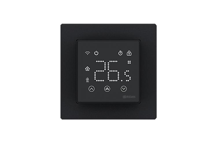 21RT0109R — Ридан Clever (Клевер) терморегулятор с Wi-Fi черный, IP 20, размеры 86 x 86 x 44,5 мм, диапазон регулирования температуры 5...40 °С