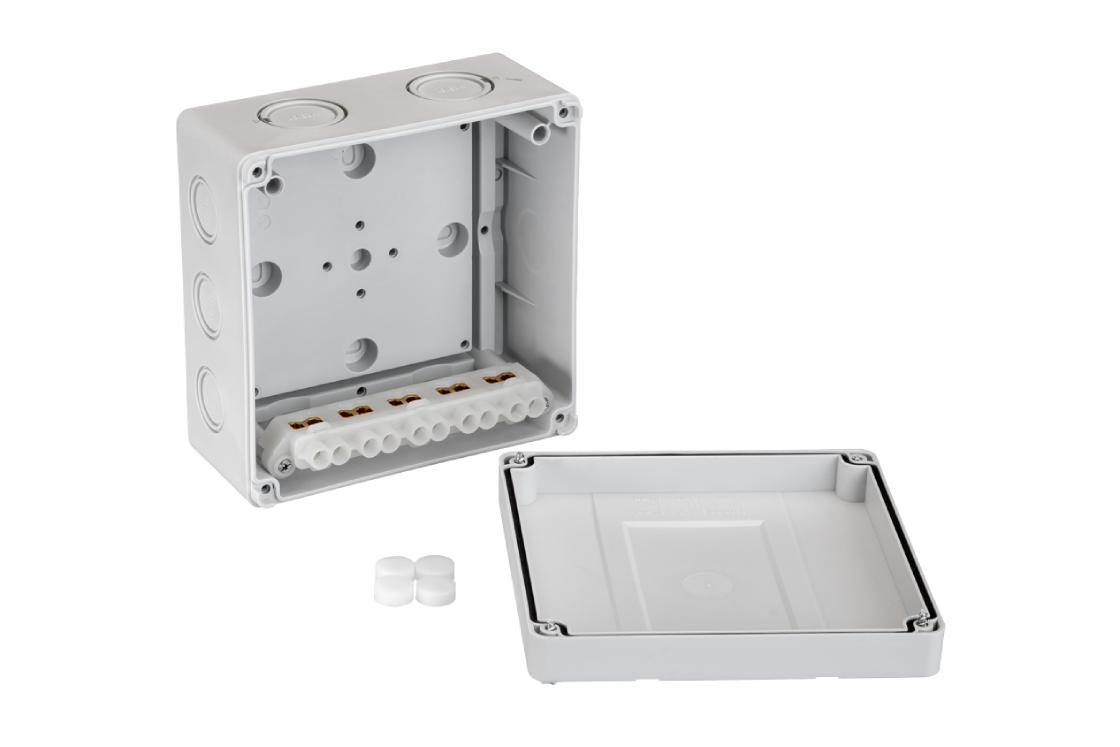 21RT0934R — Коробка распределительная Ridan L BOX (короб), 140х140х79 мм, IP66/IP67, серая