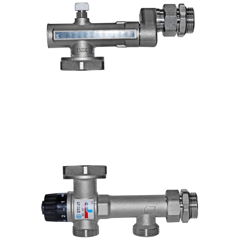 Насосно-смесительный узел Stout SDG-0120-005010 с термостатическим клапаном 20-55°C без насоса