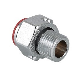 Полусгон с накидной гайкой Valtec 3/4" НР с наружной резьбой латунный никел. VTr.611.N.0005
