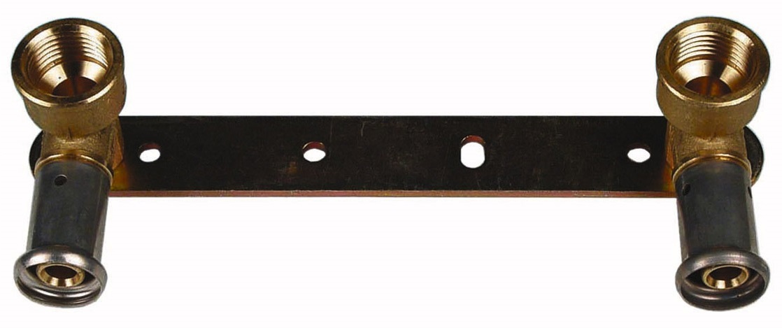 Водорозетка пресс Henco 16х1/2"x16 двойная на планке для металлопластиковых труб (28P-16041604)