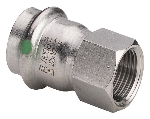 Муфта переходник Viega Sanpress Inox 15x1/2" ВР с SC-Contur нерж. сталь (серия 2312) арт. 436575