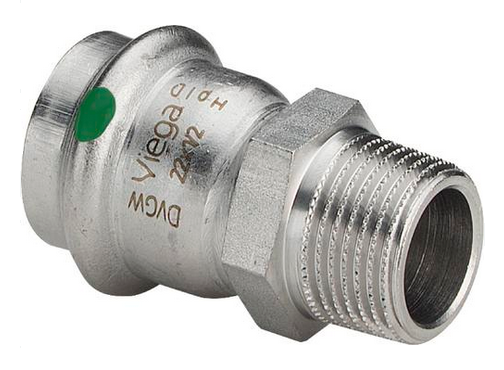 Муфта переходник Viega Sanpress Inox 18х3/4" НР с SC-Contur нерж. сталь (серия 2311) арт. 436476