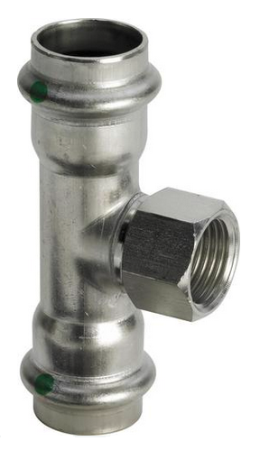 Тройник пресс Viega Sanpress Inox 22x1/2"x22 ВР с SC-Contur нерж. сталь (серия 2317.2) арт. 437176