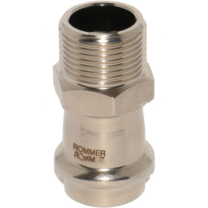 Муфта пресс Rommer 22x1/2" НР с наружной резьбой из нержавеющей стали (RSS-0021-002212)