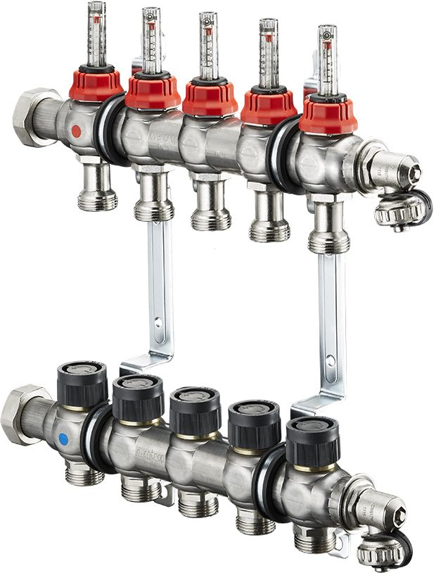 Коллектор Oventrop Multidis SF 1" арт. 1404355 (5 контуров) с расходомерами для теплого пола