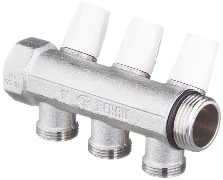 Распределительный коллектор Rehau 1"x3/4" - 3 отвода «евроконус» (арт. 11316451001)