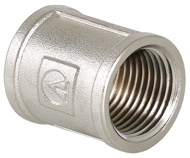 Муфта соединительная Valtec 1 1/4" ВР с внутренней резьбой латунная никелированная VTr.270.N.0007