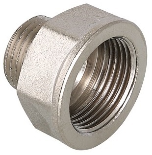 Переходник Valtec 3/4"х1/2" ВР/НР с внутренней/наружной резьбой латунный никел. VTr.592.N.0504