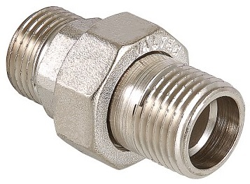 Сгон разъемный (американка) Valtec 1/2" НР с наружной резьбой прямой латунь никел. VTr.728.N.0004