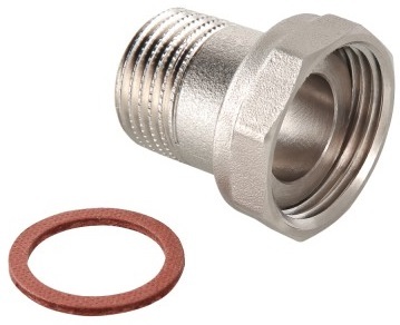 Полусгон с накидной гайкой Valtec 3/4"х1/2" НР с наружной резьбой латунный никел. VTr.613.N.0504