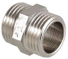 Ниппель Valtec 3/4" НР с наружной резьбой латунный никелированный VTr.582.N.0005