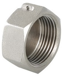 Заглушка Valtec 1/2" ВР с внутренней резьбой с ушком для пломбировки латунь никел. VTr.603.N.0004