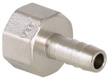 Штуцер для шланга Valtec 1/2" х 14 мм ВР с внутренней резьбой латунный никелированный VTr.654.N.0414