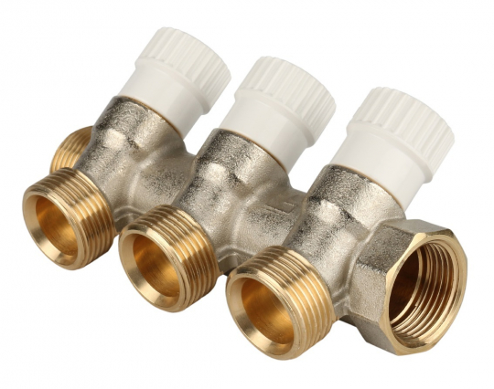 Коллектор распределительный Stout 1"x3/4" - 3 отвода «EK евроконус» SMB 6851 013403
