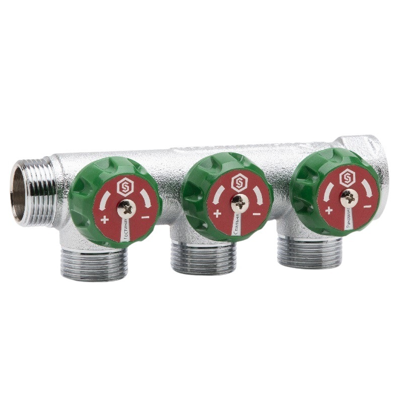 Коллектор Stout 1"x3/4", 3 отвода, «ЕК евроконус» регулирующий SMB-6850-013403