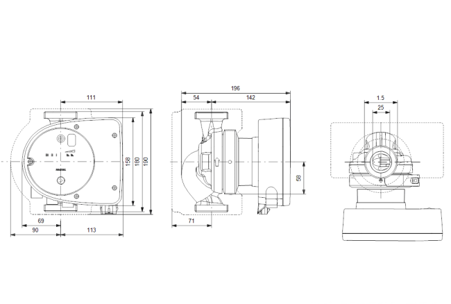 Насос циркуляционный Grundfos MAGNA1 25-80 180 1x230V PN10