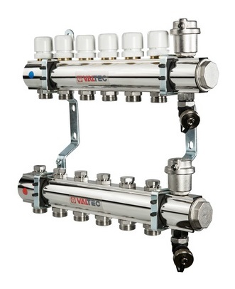 Коллекторный блок Valtec 1"х3/4" 9 выходов (латунь) VTc.594.EMNX.0609